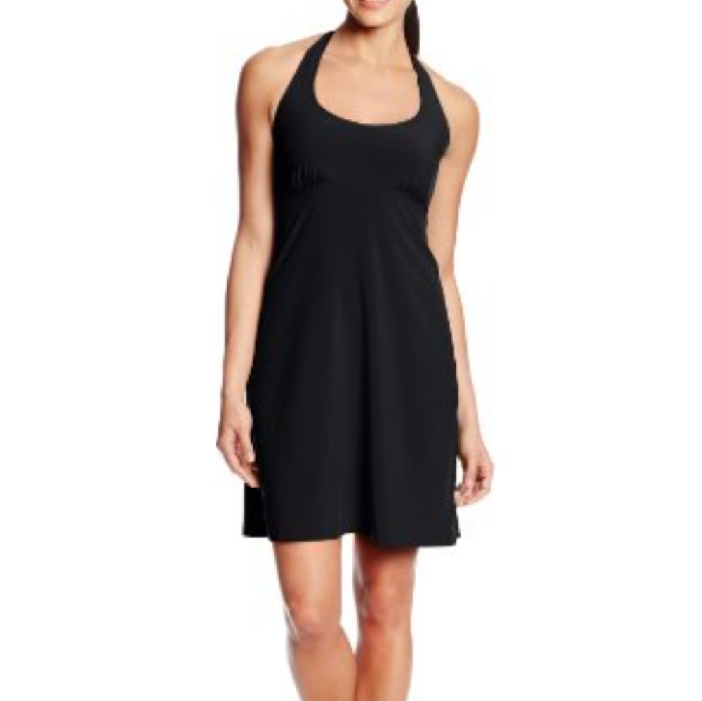 Columbia Armadale Halter Dress PFG Black Active Cover Up UPF 40 Large Athleisure